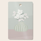 Wildflower bouquet in vase illustration - muted green, dusty pink and beige flowers Cutting Board Gallery Image 1