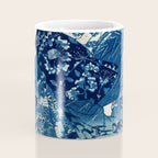 Ogiya Uchi Hanaogi by Utagawa Kuniyoshi 1798-1861 Ukiyo-e Style Floral Fashion Dress Dark Navy Blue Coffee Mug Gallery Image 4