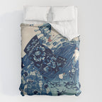 Ogiya Uchi Hanaogi by Utagawa Kuniyoshi 1798-1861 Ukiyo-e Style Floral Fashion Dress Dark Navy Blue Duvet Cover Gallery Image 6