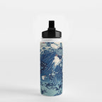 Ogiya Uchi Hanaogi by Utagawa Kuniyoshi 1798-1861 Ukiyo-e Style Floral Fashion Dress Dark Navy Blue Water Bottle Gallery Image 2