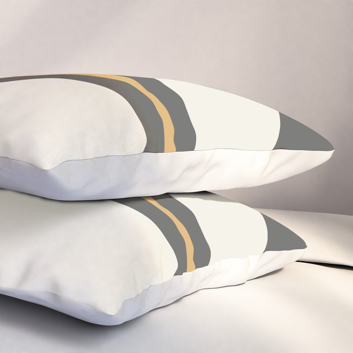 Retro Groove Pattern in Charcoal Grey, Muted Mustard Gold, and Cream  Pillow Sham Gallery Image 3