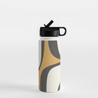 Retro Groove Pattern in Charcoal Grey, Muted Mustard Gold, and Cream  Water Bottle Gallery Image 1