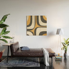 Retro Groove Pattern in Charcoal Grey, Muted Mustard Gold, and Cream  Wood Wall Art Gallery Image 2