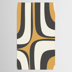 Retro Groove Pattern in Charcoal Grey, Muted Mustard Gold, and Cream  Tablecloth Gallery Image 2