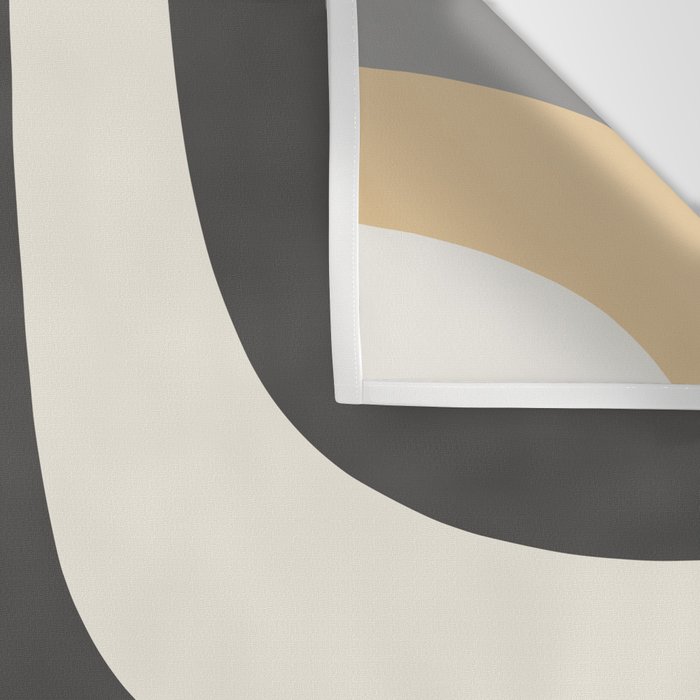 Retro Groove Pattern in Charcoal Grey, Muted Mustard Gold, and Cream  Wall Tapestry Gallery Image 3