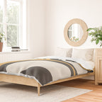 Retro Groove Pattern in Charcoal Grey, Muted Mustard Gold, and Cream  Duvet Cover Gallery Image 2