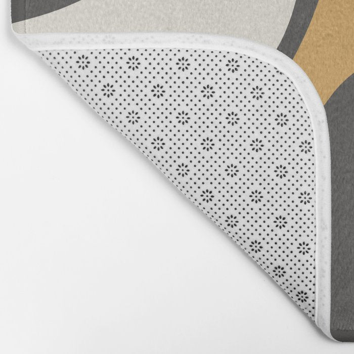 Retro Groove Pattern in Charcoal Grey, Muted Mustard Gold, and Cream  Bath Mat Gallery Image 2