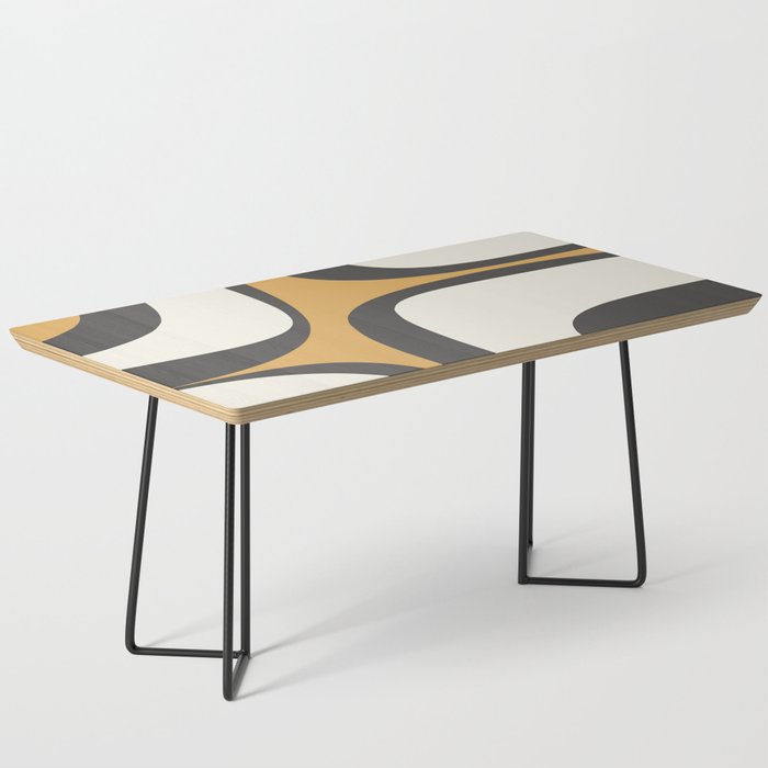 Retro Groove Pattern in Charcoal Grey, Muted Mustard Gold, and Cream  Coffee Table Gallery Image 1