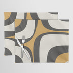 Retro Groove Pattern in Charcoal Grey, Muted Mustard Gold, and Cream  Placemat Gallery Image 1