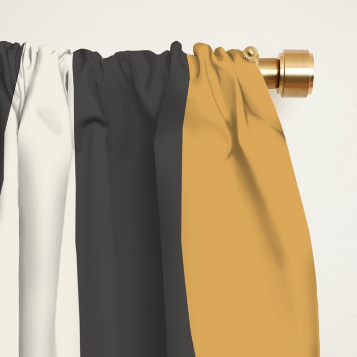 Retro Groove Pattern in Charcoal Grey, Muted Mustard Gold, and Cream  Window Curtain Gallery Image 2
