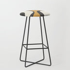 Retro Groove Pattern in Charcoal Grey, Muted Mustard Gold, and Cream  Stool Gallery Image 1