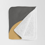 Retro Groove Pattern in Charcoal Grey, Muted Mustard Gold, and Cream  Throw Blanket Gallery Image 3