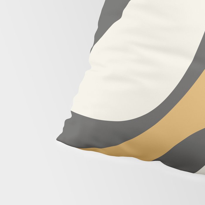 Retro Groove Pattern in Charcoal Grey, Muted Mustard Gold, and Cream  Pillow Sham Gallery Image 4