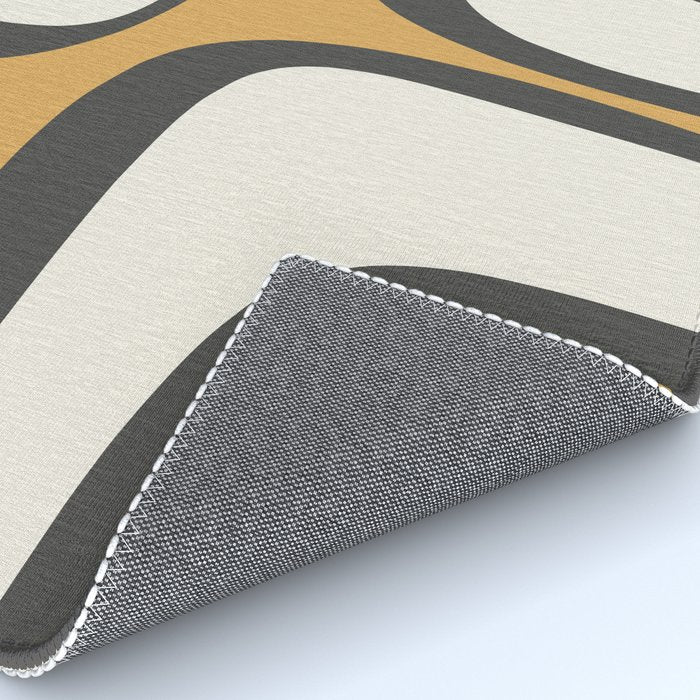 Retro Groove Pattern in Charcoal Grey, Muted Mustard Gold, and Cream  Rug Gallery Image 4