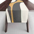 Retro Groove Pattern in Charcoal Grey, Muted Mustard Gold, and Cream  Table Runner Gallery Image 1