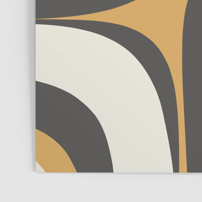 Retro Groove Pattern in Charcoal Grey, Muted Mustard Gold, and Cream  Poster Gallery Image 3