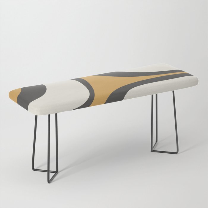 Retro Groove Pattern in Charcoal Grey, Muted Mustard Gold, and Cream  Bench Gallery Image 1