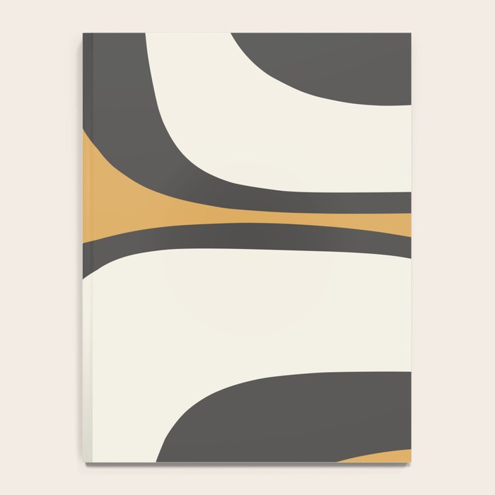 Retro Groove Pattern in Charcoal Grey, Muted Mustard Gold, and Cream  Notebook Gallery Image 4
