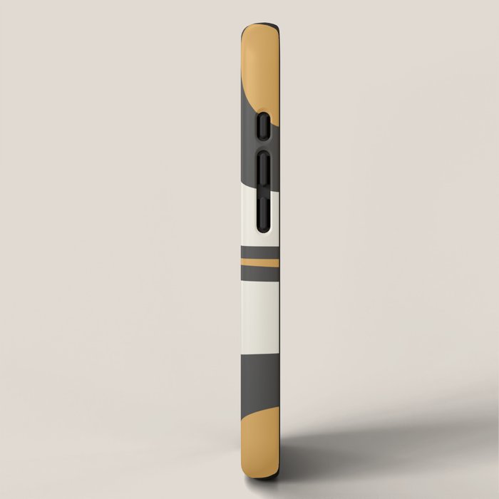Retro Groove Pattern in Charcoal Grey, Muted Mustard Gold, and Cream  iPhone Case Gallery Image 2
