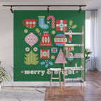 Merry & Bright Christmas | Green Wall Mural Gallery Image 1
