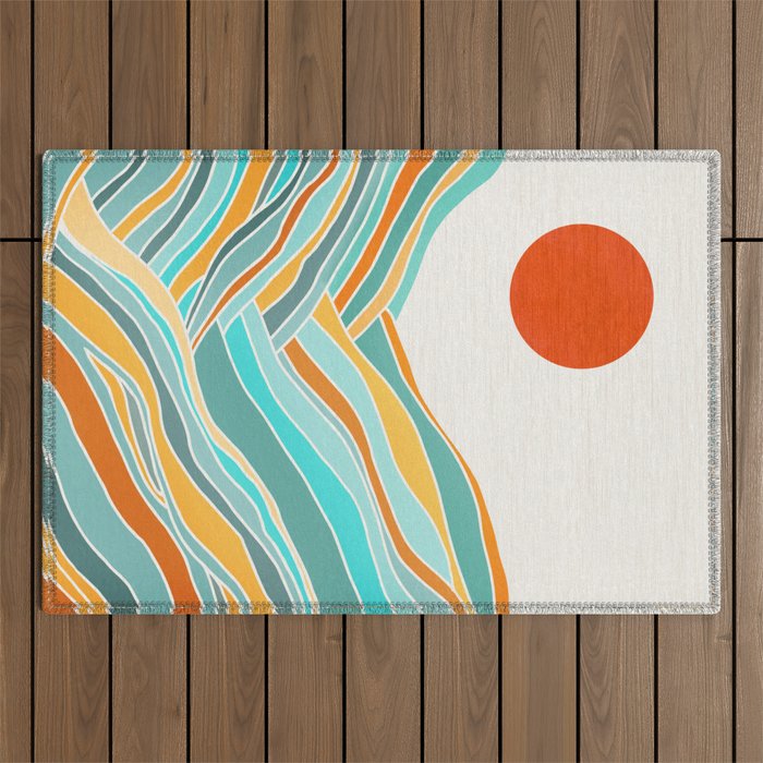 Abstract Sunset Landscape II Outdoor Rug Gallery Image 1