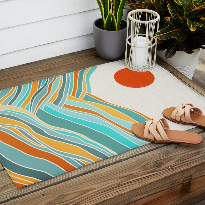 Abstract Sunset Landscape II Outdoor Rug Gallery Image 2