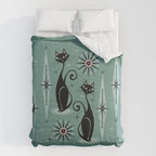 Mid Century Cats and Clocks -Spearmint Custom©studioxtine Comforter Gallery Image 6