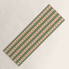 Cottage Stripes and Flowers Pattern in Olive Orange Beige Yoga Mat Gallery Image 1