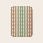 Cottage Stripes and Flowers Pattern in Olive Orange Beige Bath Mat Gallery Image 1