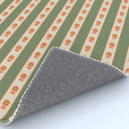 Cottage Stripes and Flowers Pattern in Olive Orange Beige Rug Gallery Image 4