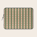 Cottage Stripes and Flowers Pattern in Olive Orange Beige Laptop Sleeve Gallery Image 1