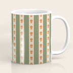 Cottage Stripes and Flowers Pattern in Olive Orange Beige Coffee Mug Gallery Image 1