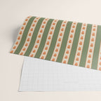 Cottage Stripes and Flowers Pattern in Olive Orange Beige Wrapping Paper Gallery Image 2