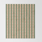 Cottage Stripes and Flowers Pattern in Olive Orange Beige Throw Blanket Gallery Image 2