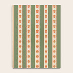 Cottage Stripes and Flowers Pattern in Olive Orange Beige Notebook Gallery Image 4