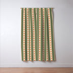 Cottage Stripes and Flowers Pattern in Olive Orange Beige Window Curtain Gallery Image 3