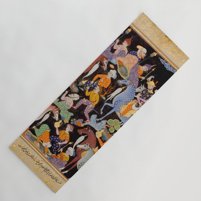 Khidr and Elias discovering the water of life, watched by Alexander Antique Islamic Art  Yoga Mat Gallery Image 1
