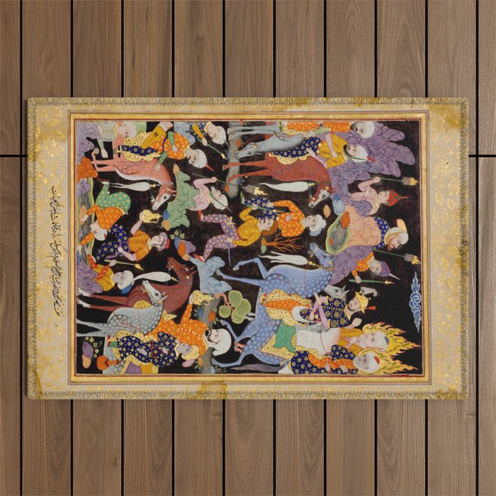 Khidr and Elias discovering the water of life, watched by Alexander Antique Islamic Art  Outdoor Rug Gallery Image 1