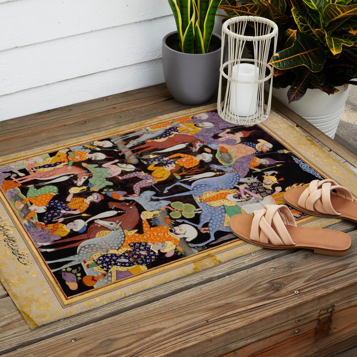 Khidr and Elias discovering the water of life, watched by Alexander Antique Islamic Art  Outdoor Rug Gallery Image 2