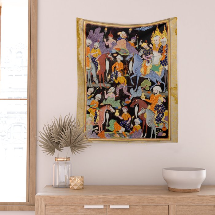 Khidr and Elias discovering the water of life, watched by Alexander Antique Islamic Art  Wall Tapestry Gallery Image 2