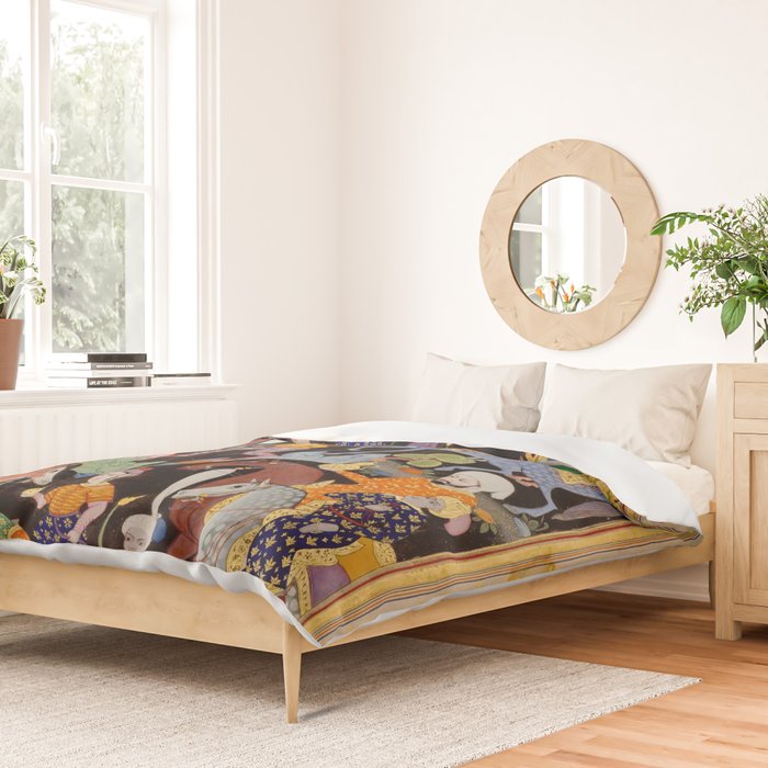 Khidr and Elias discovering the water of life, watched by Alexander Antique Islamic Art  Duvet Cover Gallery Image 2