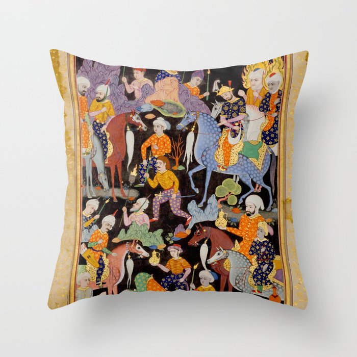 Khidr and Elias discovering the water of life, watched by Alexander Antique Islamic Art  Throw Pillow Gallery Image 6