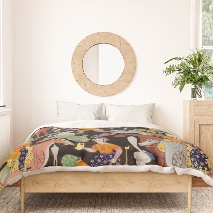 Khidr and Elias discovering the water of life, watched by Alexander Antique Islamic Art  Duvet Cover Gallery Image 3
