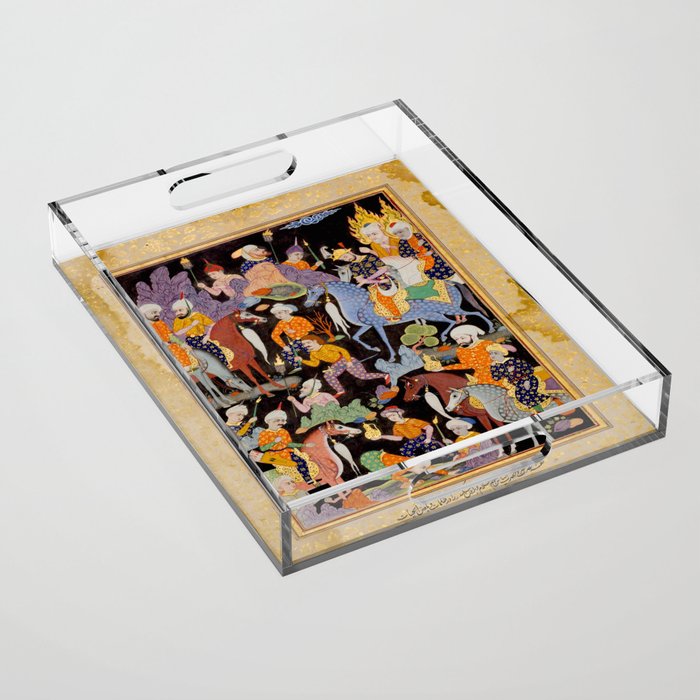 Khidr and Elias discovering the water of life, watched by Alexander Antique Islamic Art  Acrylic Tray Gallery Image 1