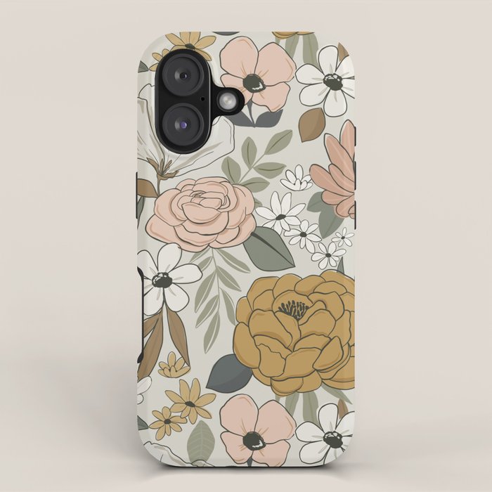 Retro Boho Floral, Vintage Floral Pattern  iPhone Case Gallery Image 1