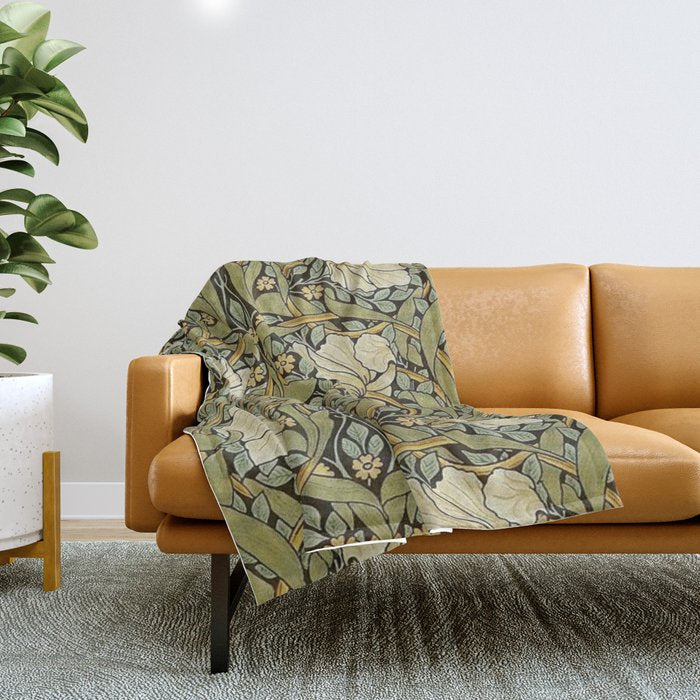 William Morris Pimpernel Restored Pattern Throw Blanket Gallery Image 1