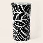 Leafy Calm Charm Black And White Simplicity Travel Mug Gallery Image 3