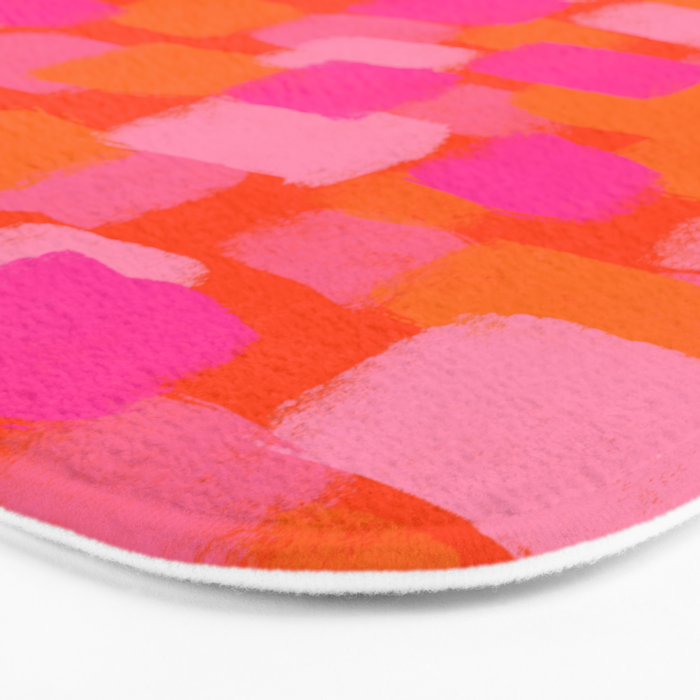 Abstract, Paint Brush Stroke, Pink and Orange  Bath Mat Gallery Image 3