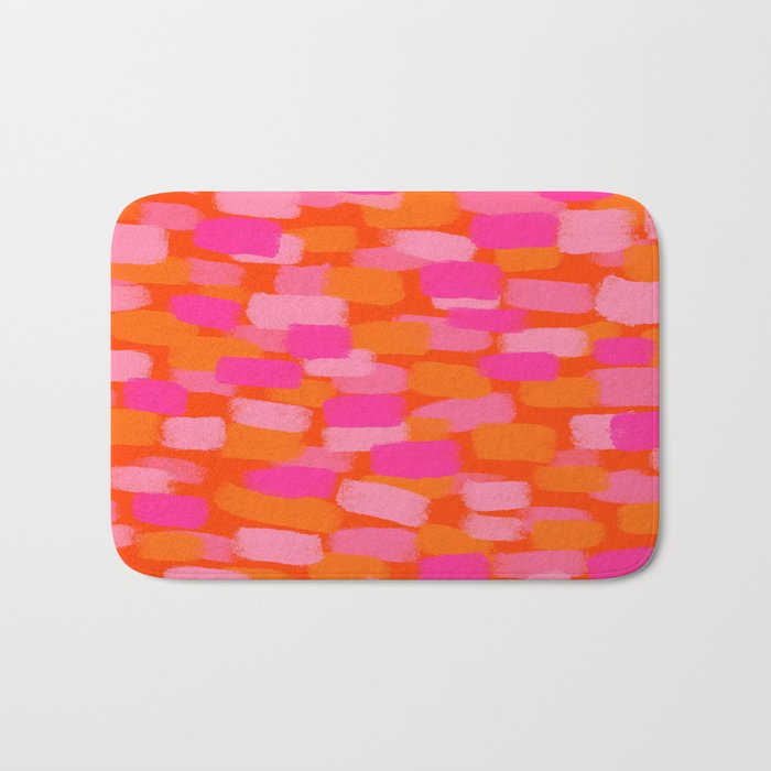 Abstract, Paint Brush Stroke, Pink and Orange  Bath Mat Gallery Image 1