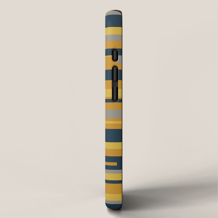 Wright 3 Geometric Midcentury Modern Pattern in Navy Blue, Mustard, and Gray iPhone Case Gallery Image 2